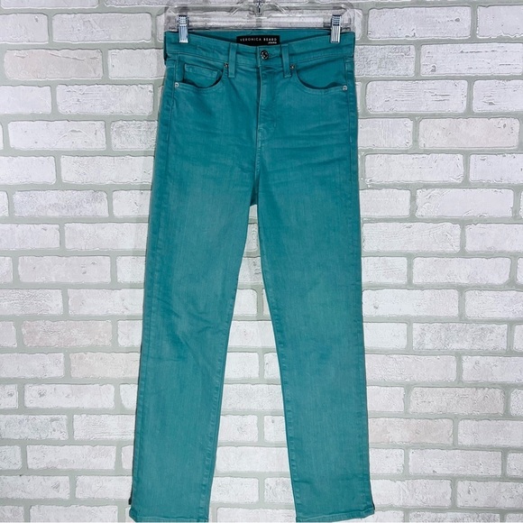 Veronica Beard High Ryleigh High Rise Slim Straight Jeans in Teal Size 26 - Picture 4 of 9